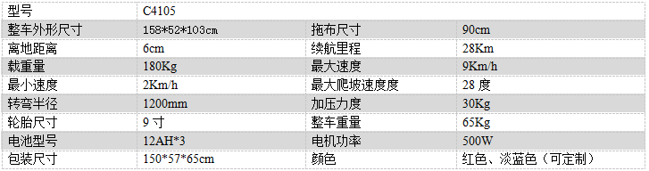 C4105電動塵推車-技術細節